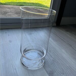Clear Glass Cylinder Vase with Subtle Gold Rim